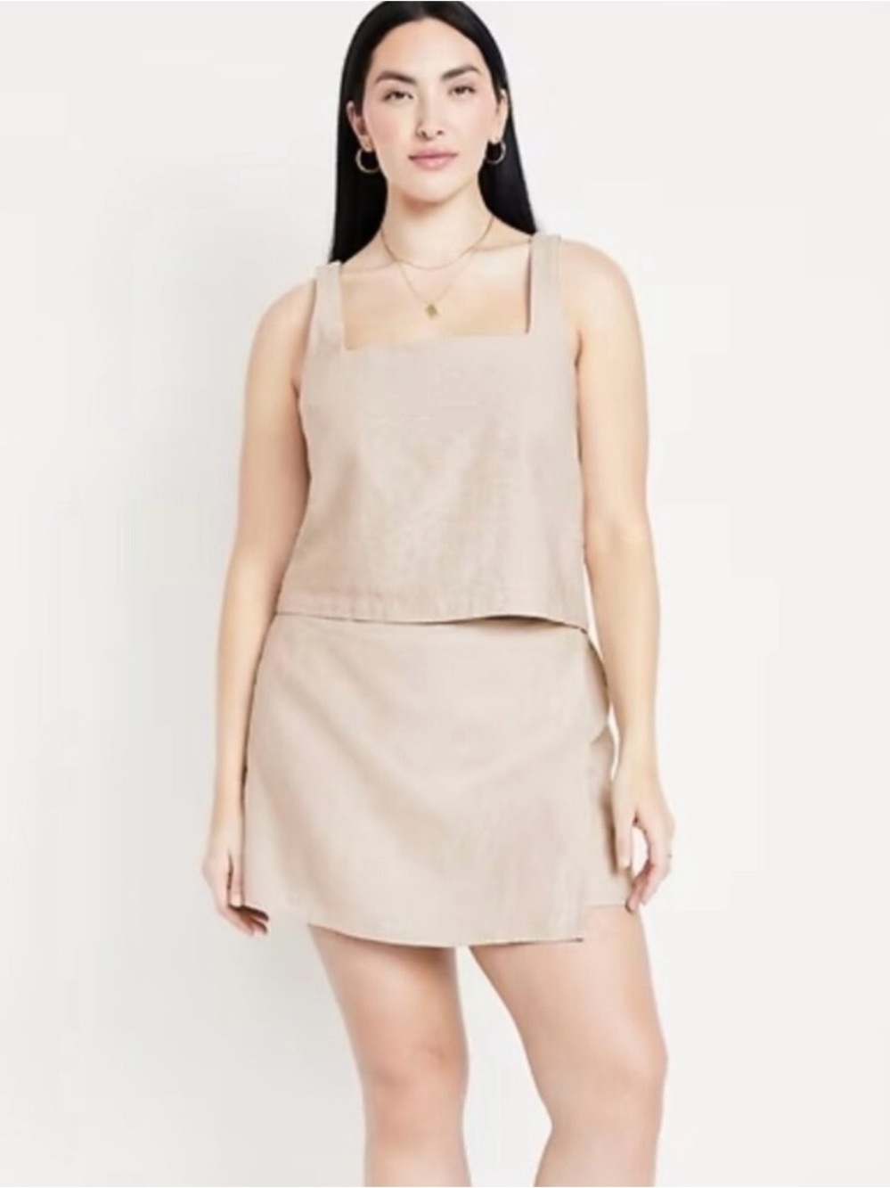 Old Navy Linen Skort and Tank Top Matching Set - Beige